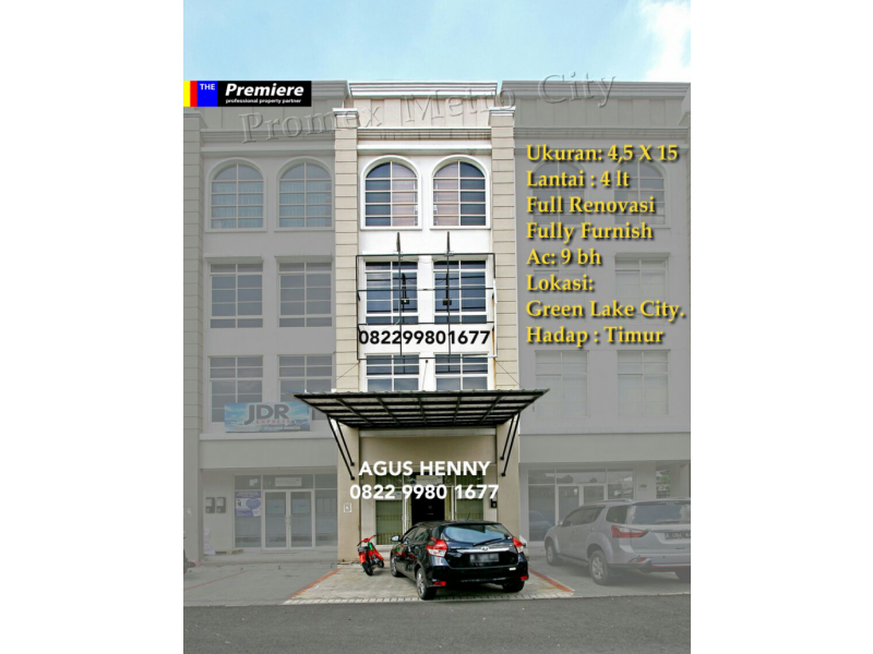 Ruko Greenlake city, 4 lantai, hadap Timur, super murah, BU,  Cipondoh, Tangerang, Banten, 15148 ( AH )